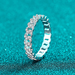 Pave Moissanite Cuban Link Chain Ring