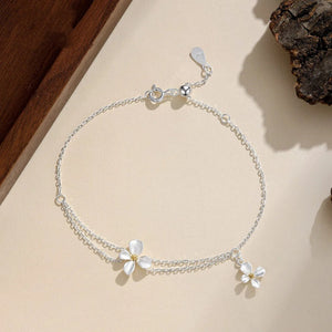 Delicate Double Layer Flower Charm Bracelet