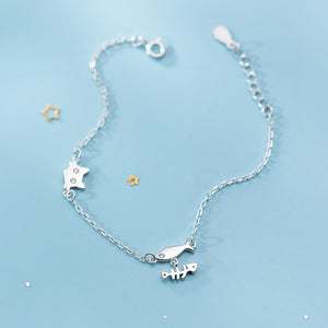 Cute Cat Fish Charm Stacking Bracelet