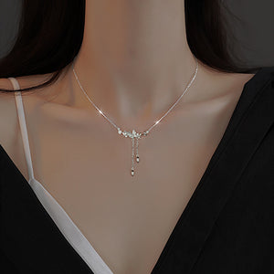 Dainty Butterfly Branch Tassel Drop Necklace