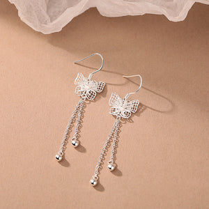 Silver Filigree Butterfly Hook Drop Earrings
