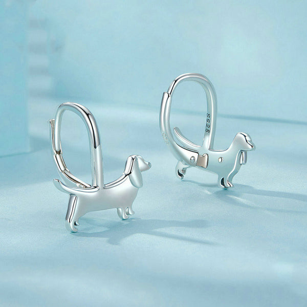 Cute Dachshund Dog Hoop Earrings