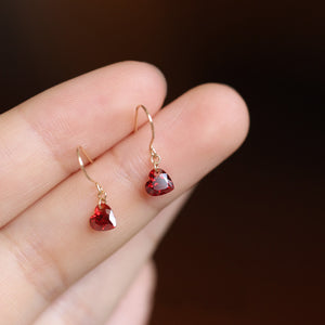 Red Heart Dangle Drop Hook Earrings