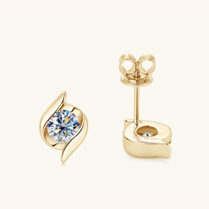 Tiny Small Moissanite Leaf Stud Earrings