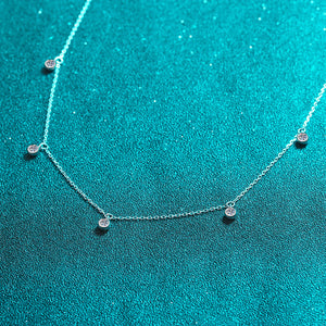 Dainty Moissanite Station Charm Necklace