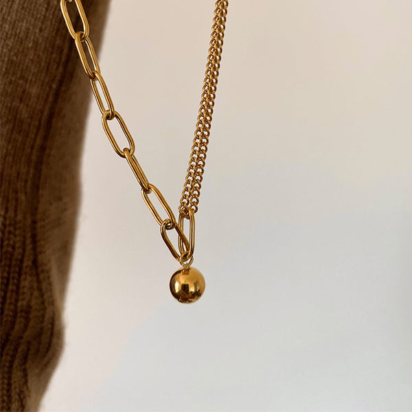 Gold Round Ball Layered Necklace