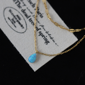 Blue Opal Teardrop Pendant Necklace