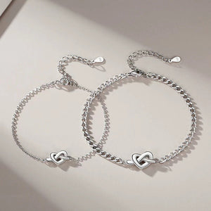 Heart Knot Matching Couple Charm Bracelet