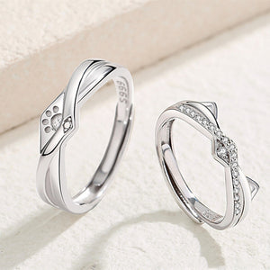 Cat Paw Matching Couple Band Ring