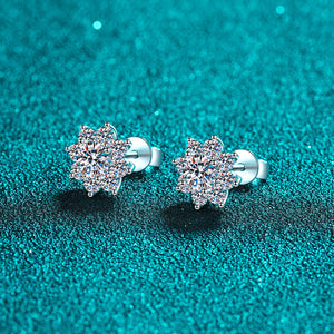 Dainty Moissanite Snowflake Stud Earrings