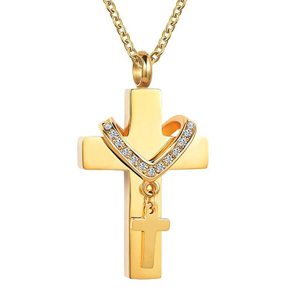 Cross Ashes Urn Pendant Necklace