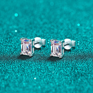 Emerald Cut Moissanite Stud Earrings