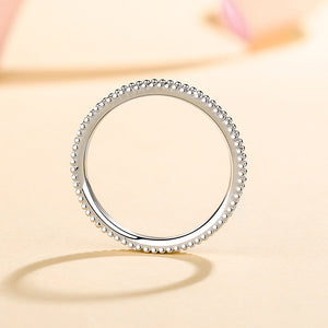 Pave Setting Moissanite Thin Band Ring