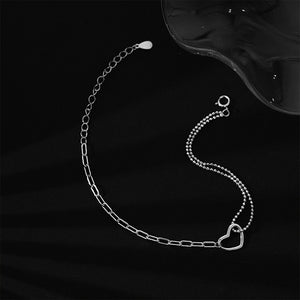 Heart Charm Bead Double Chain Bracelet