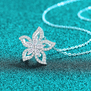 Moissanite Multi Petal Flower Pendant Necklace