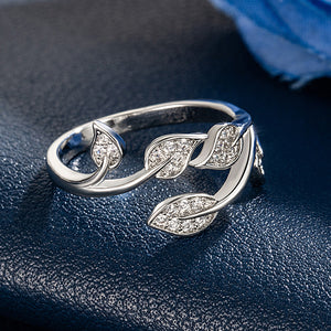 Olive Tree Leaf Branch Stacking Bypass Ring