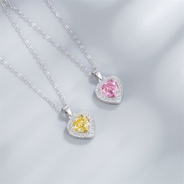 Colored Gem Heart Necklace