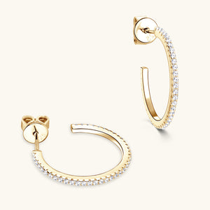 Moissanite Pave C Hoop Statement Earrings