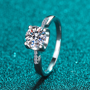Round Moissanite Pave Engagement Ring
