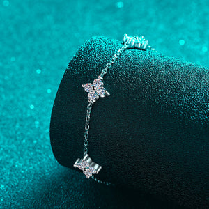 Moissanite Four Leaf Clover Station Bracelet