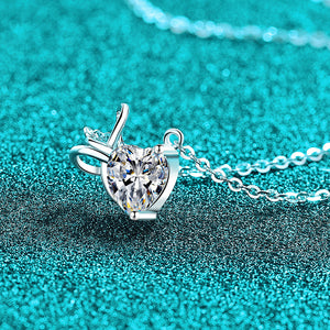 Moissanite Bow Tie Bowknot Heart Necklace