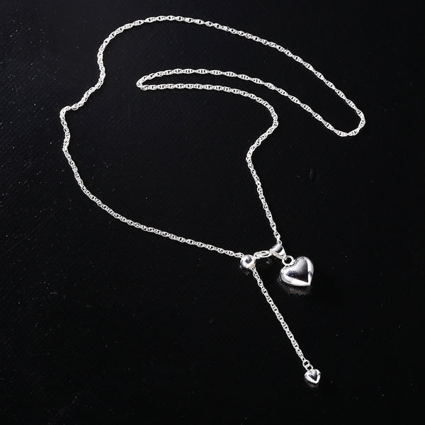 Silver Heart Tassel Necklace