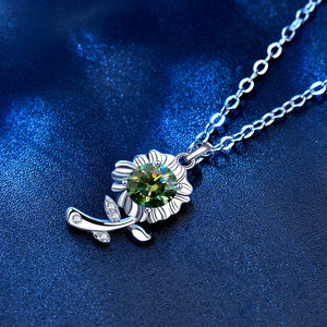 Color Moissanite Sunflower Charm Necklace