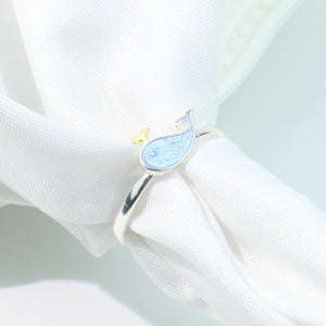 Blue Enamel Ocean Sea Whale Stacking Ring