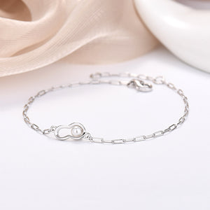 Pearl Peanut Charm Stacking Chain Bracelet