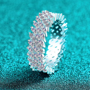 Multi Cut Moissanite Cluster Eternity Ring