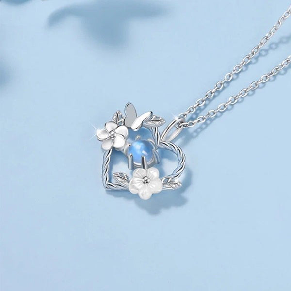 Flower Heart Pendant Necklace