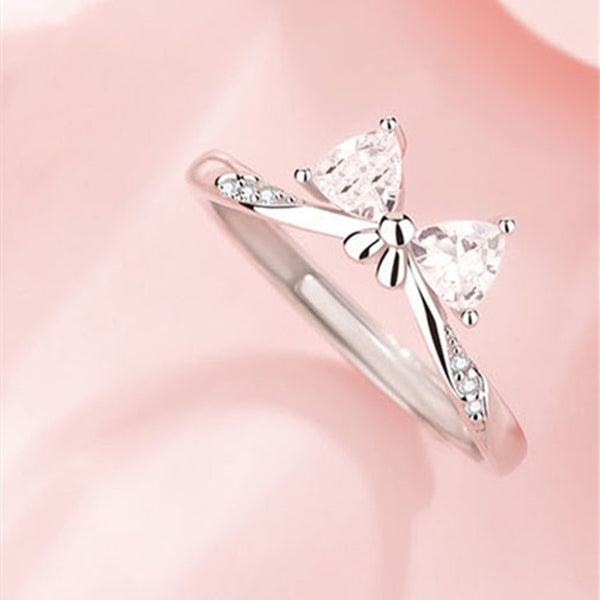 Silver Bow Couple Ring