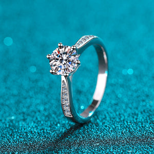 Six-Prong Moissanite Pave Engagement Ring