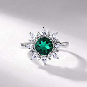 Emerald Ruby Sunflower Statement Ring