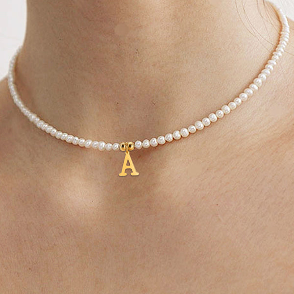 Initial Letter Pearl Necklace