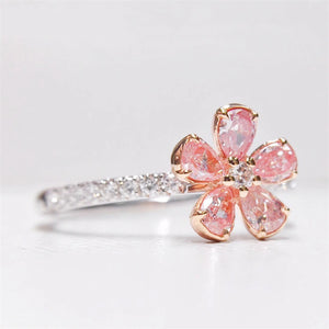 Pink Cherry Blossom Flower Stacking Ring