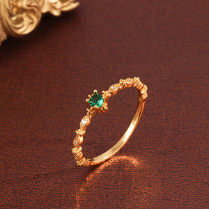 Dainty Green Gemstone Stacking Band Ring