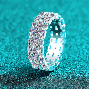 Baguette Round Moissanite Cluster Ring