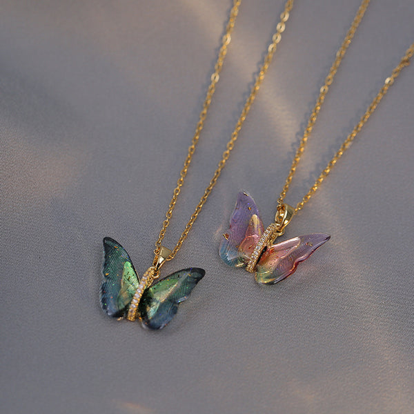 Colorful Butterfly Pendant Necklace