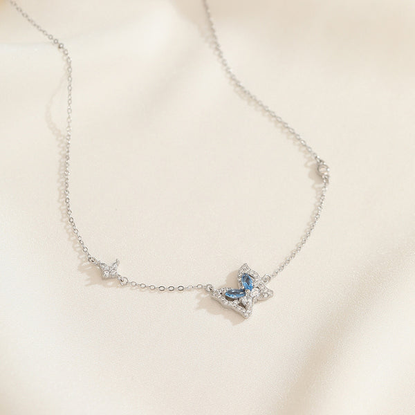 Blue Butterfly Pendant Necklace