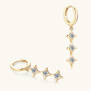 Moissanite Star Dangle Drop Hoop Earrings