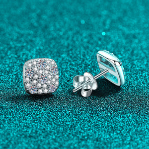 Cushion Moissanite Cluster Stud Earrings
