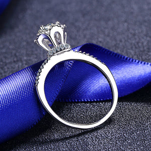 Moissanite Flower Pave Halo Engagement Ring