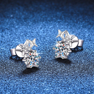 Boucles d'oreilles puces d'alliance rondes en moissanite en forme d'étoile