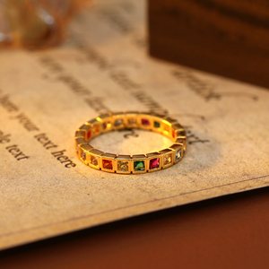 Dainty Rainbow Gemstone Stacking Ring