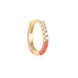 Kleine Huggie-Creolen mit farbigem Emaille