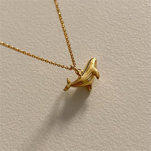 Dainty Ocean Sea Whale Charm Necklace
