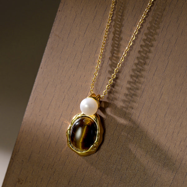 Tiger's Eye Pearl Necklace