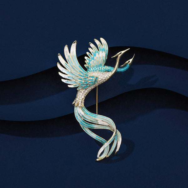 Colored Enamel Phoenix Brooch