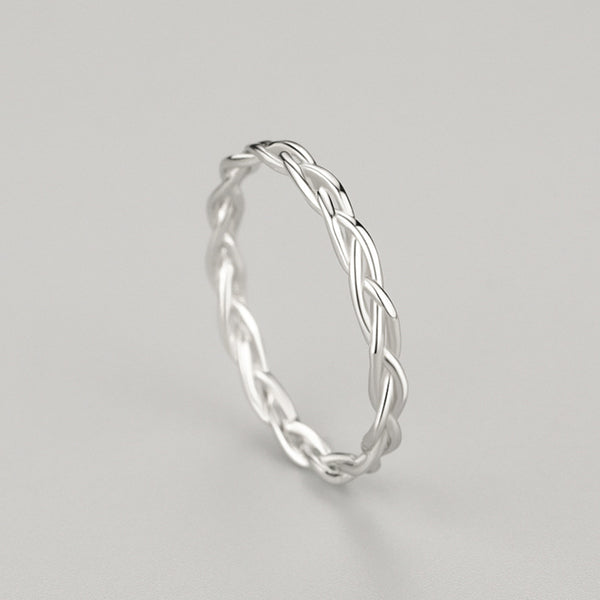 Silver Twist Braided Stackable Ring